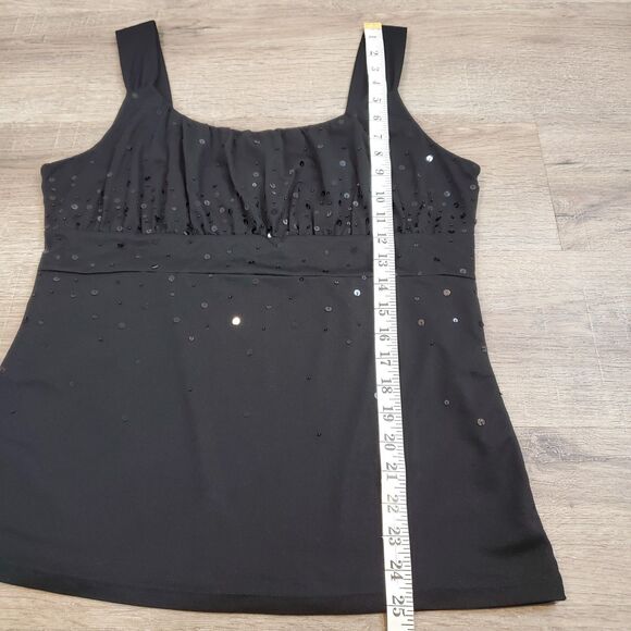 90s Y2k Sequin Beaded Mesh Babydoll Top Black Whimsigoth Fairy Grunge L - Picture 7 of 10